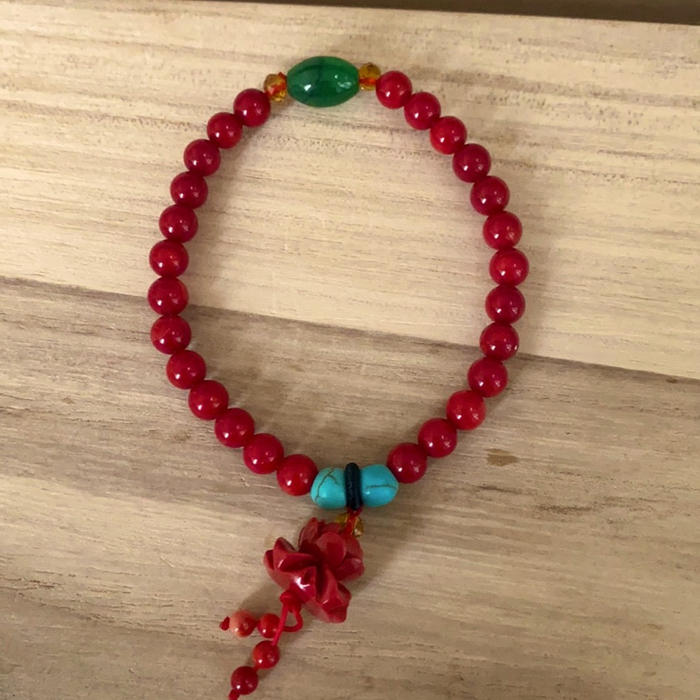 Lotus Bracelet.coral Bracelet.Green Jade Bracelets